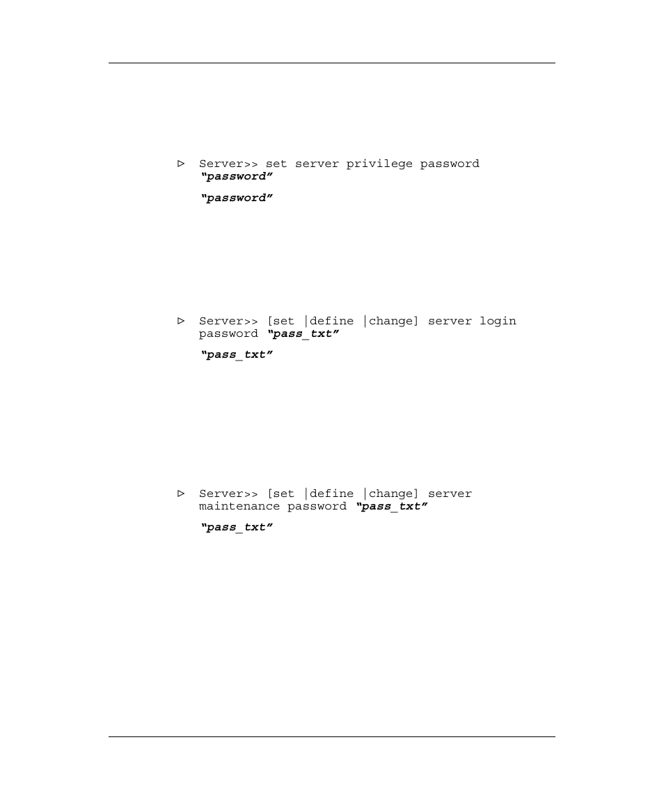 Set privilege password, Change login password, Remote console password | Rivilege, Assword, Hange, Ogin, Emote, Onsole | Emulex Printer Server User Manual | Page 19 / 51