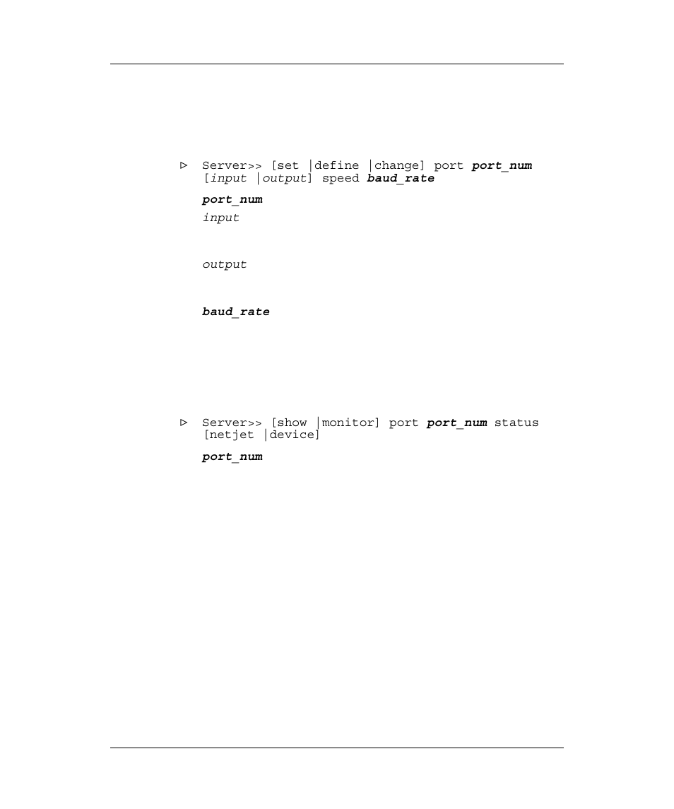 Change port speed, Show port status - netjet, Hange | Peed, Tatus, Netj | Emulex Printer Server User Manual | Page 26 / 51