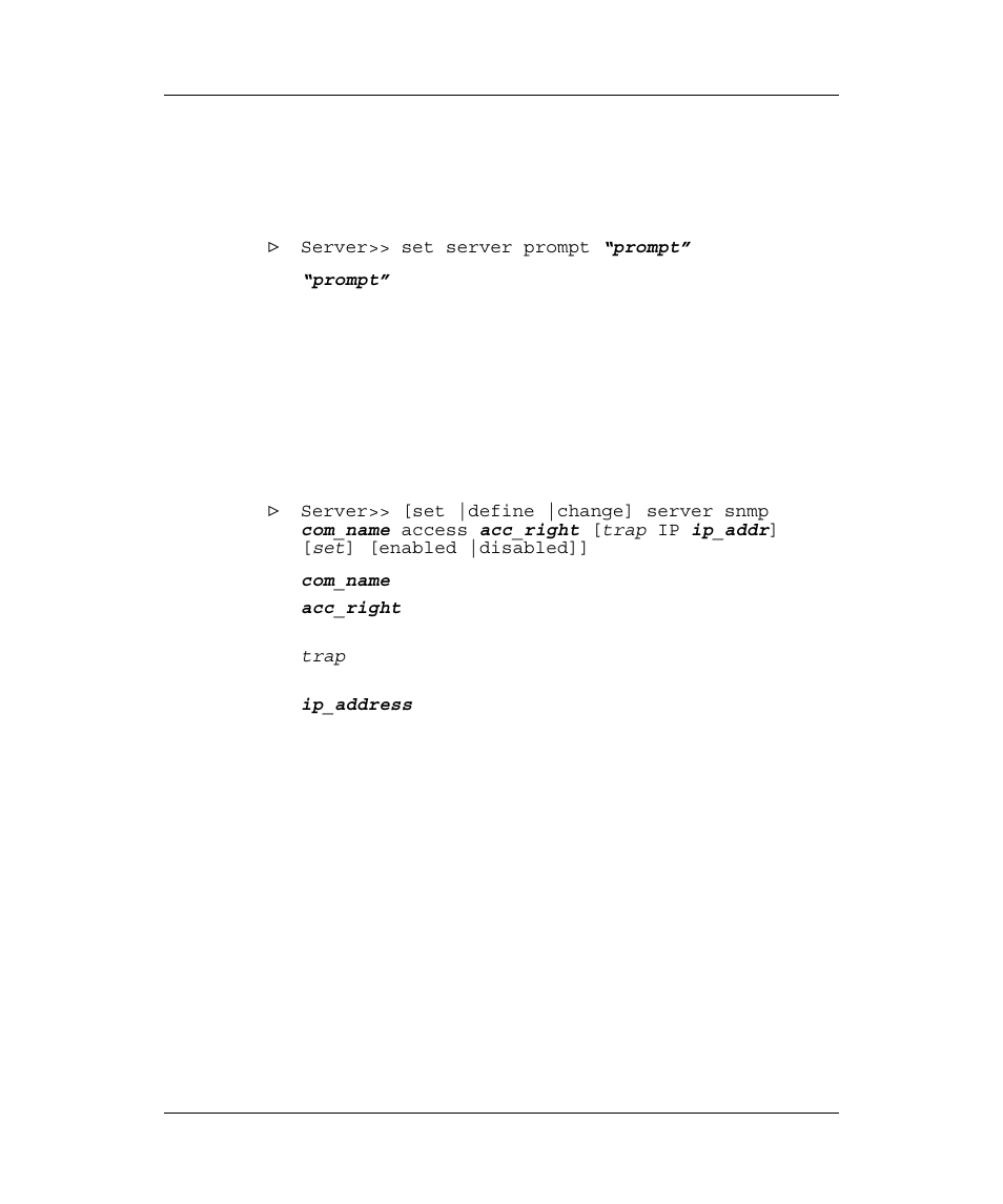 Set prompt, Modify snmp, Rompt | Odify, Snmp | Emulex Printer Server User Manual | Page 31 / 51