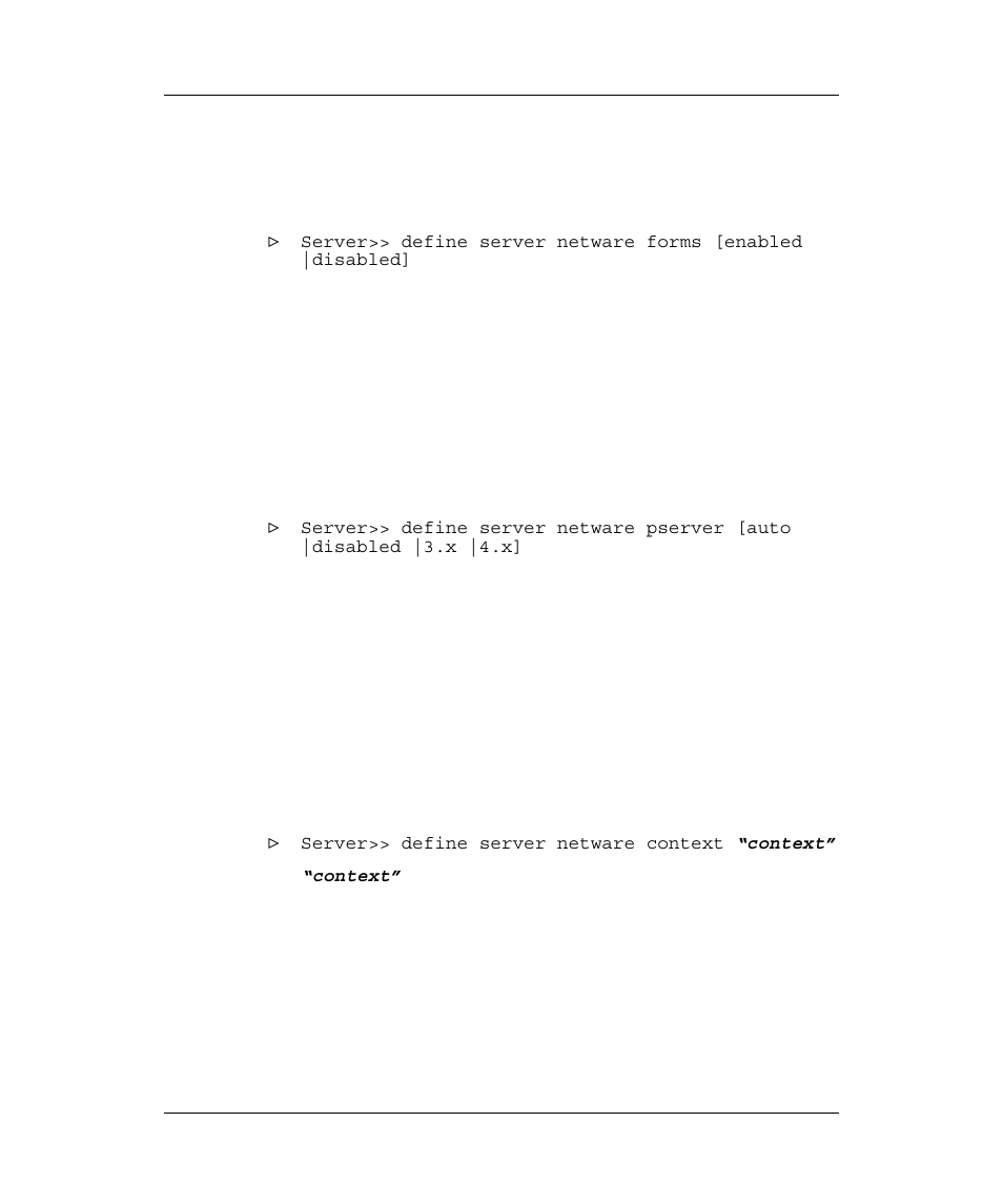 Forms, Selecting bindery emulation or nds mode, Define context - nds | Orms, Electing, Indery, Mulation or, Efine, Ontext | Emulex Printer Server User Manual | Page 41 / 51
