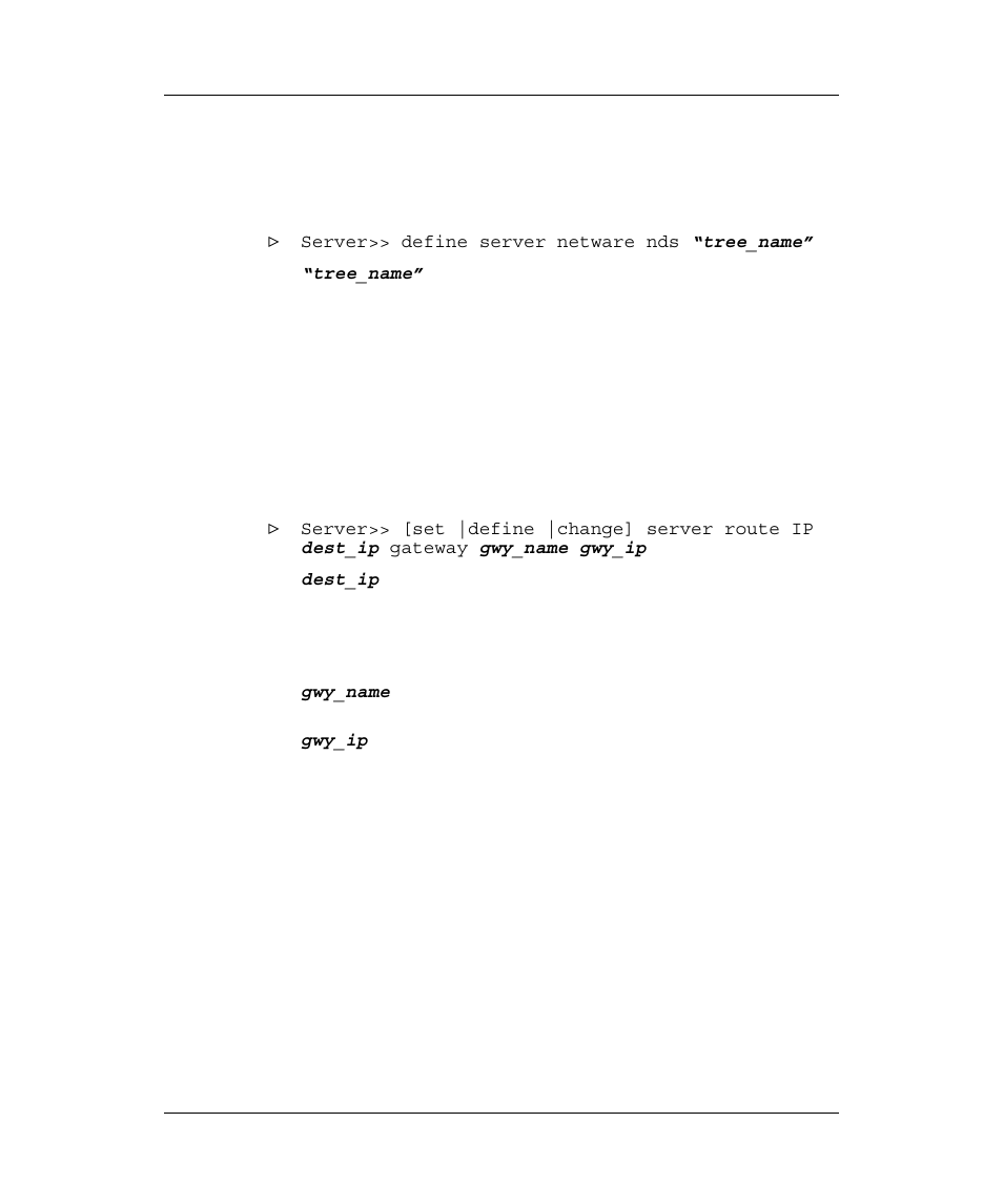Define nds tree, Tcp/ip commands, Change tcp/ip routing | Efine, Tcp/ip, Ommands, Hange, Outing | Emulex Printer Server User Manual | Page 42 / 51