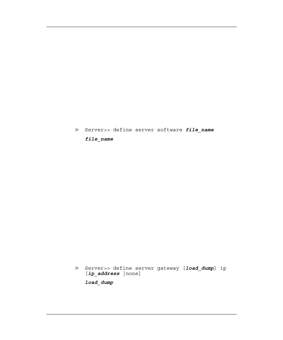 Define software file name, Set load/dump gateway, Efine | Oftware, Ateway | Emulex Printer Server User Manual | Page 47 / 51