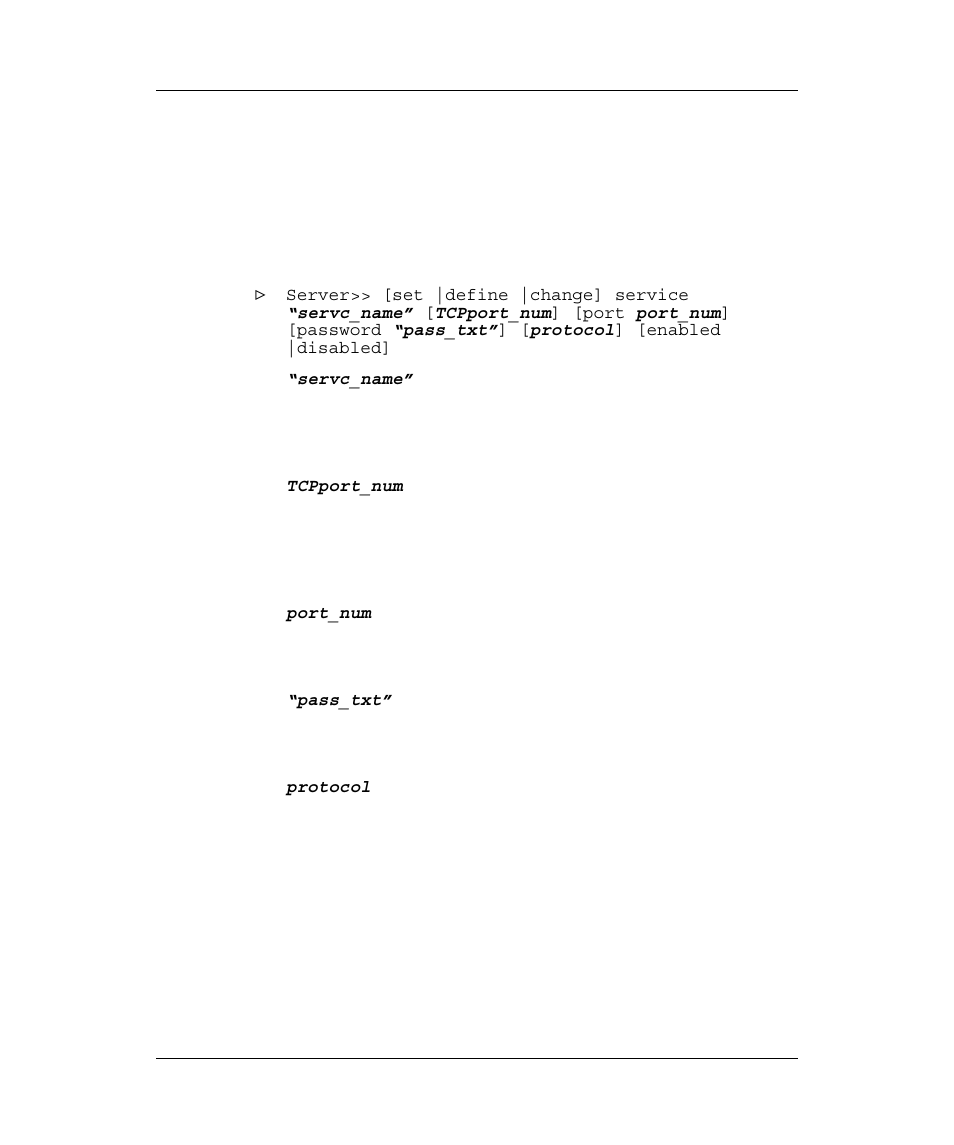 Service commands, Change service, Hange | Ervice | Emulex Printer Server User Manual | Page 50 / 51