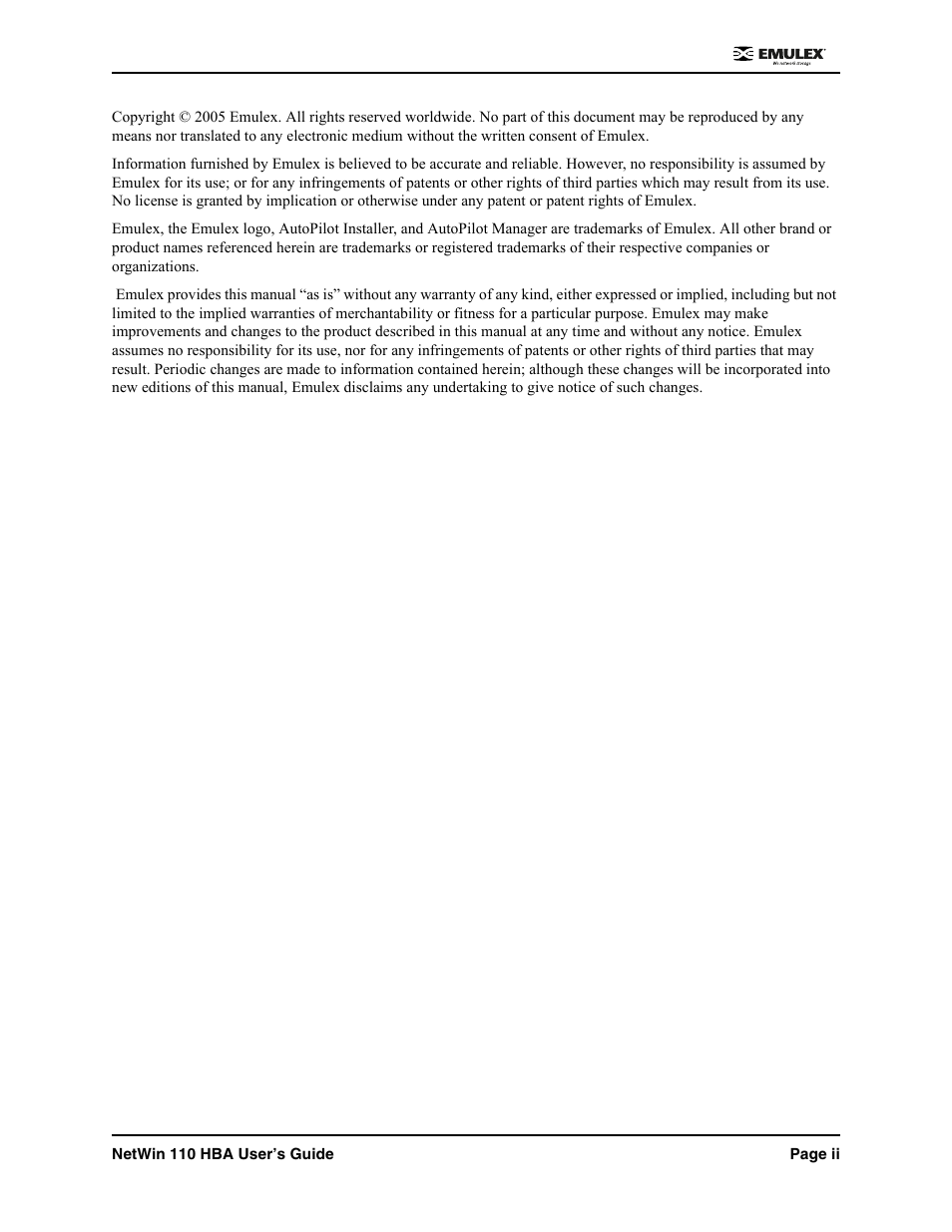 Emulex 110 User Manual | Page 2 / 37