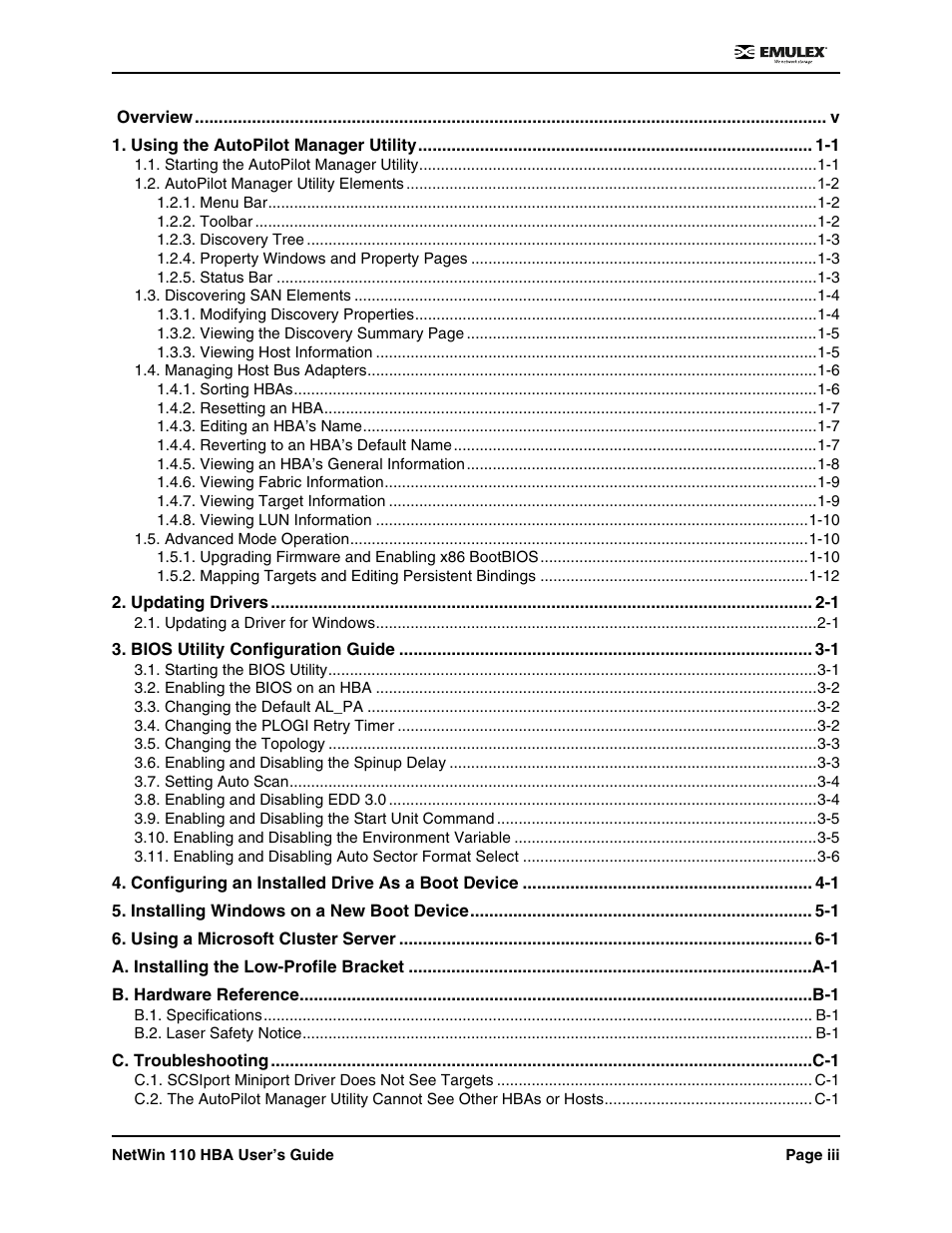 Emulex 110 User Manual | Page 3 / 37