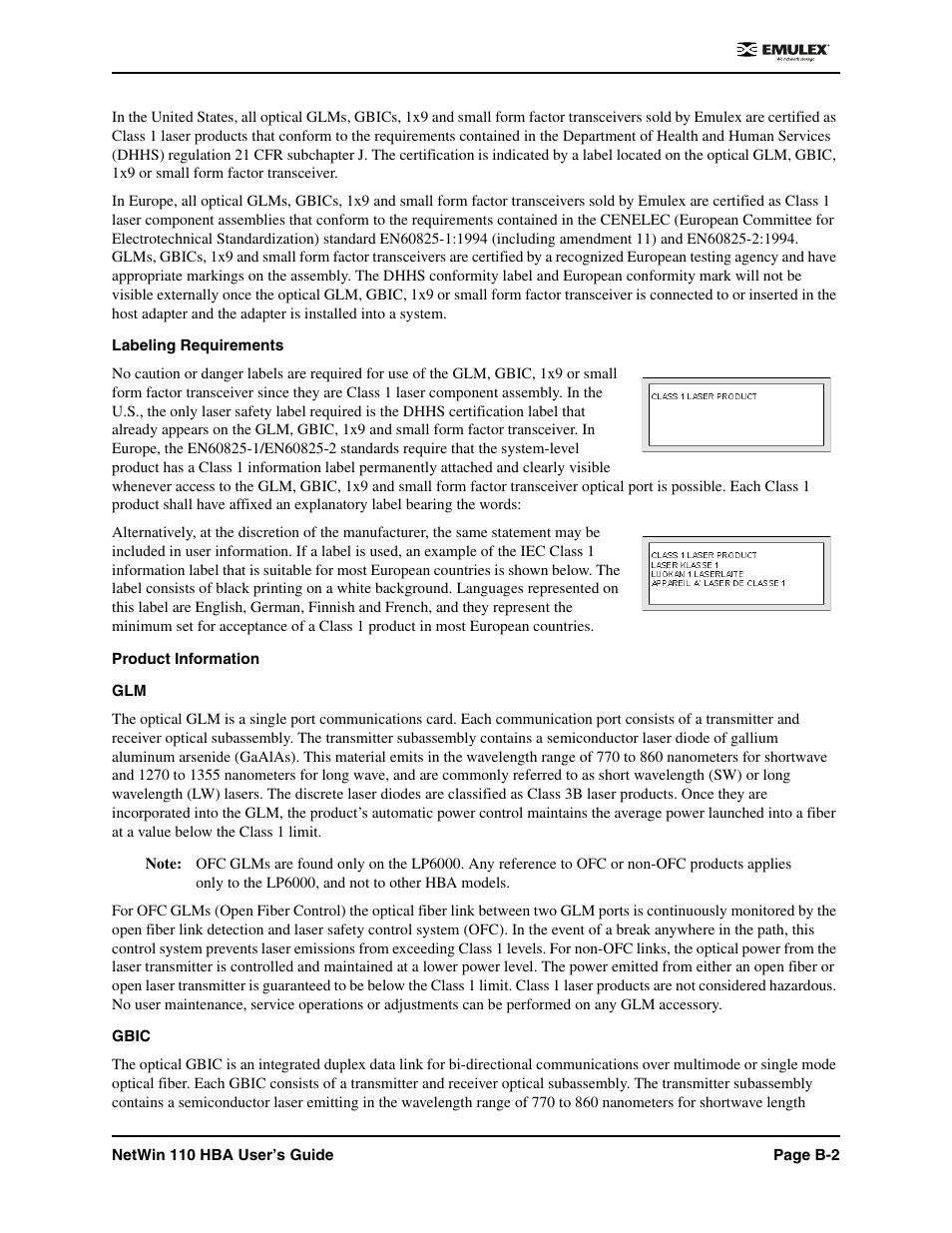 Emulex 110 User Manual | Page 33 / 37