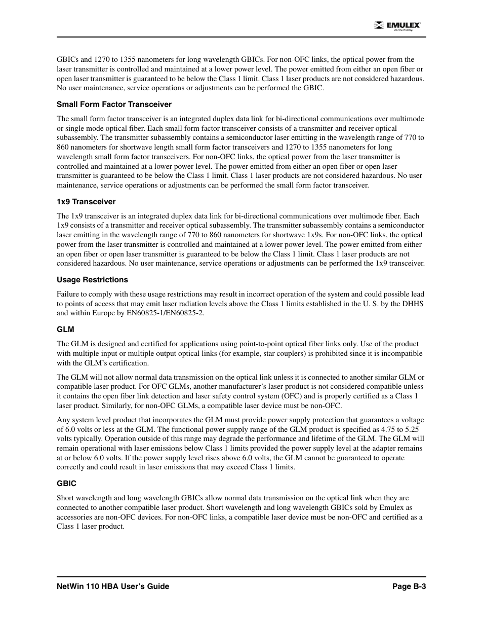 Emulex 110 User Manual | Page 34 / 37