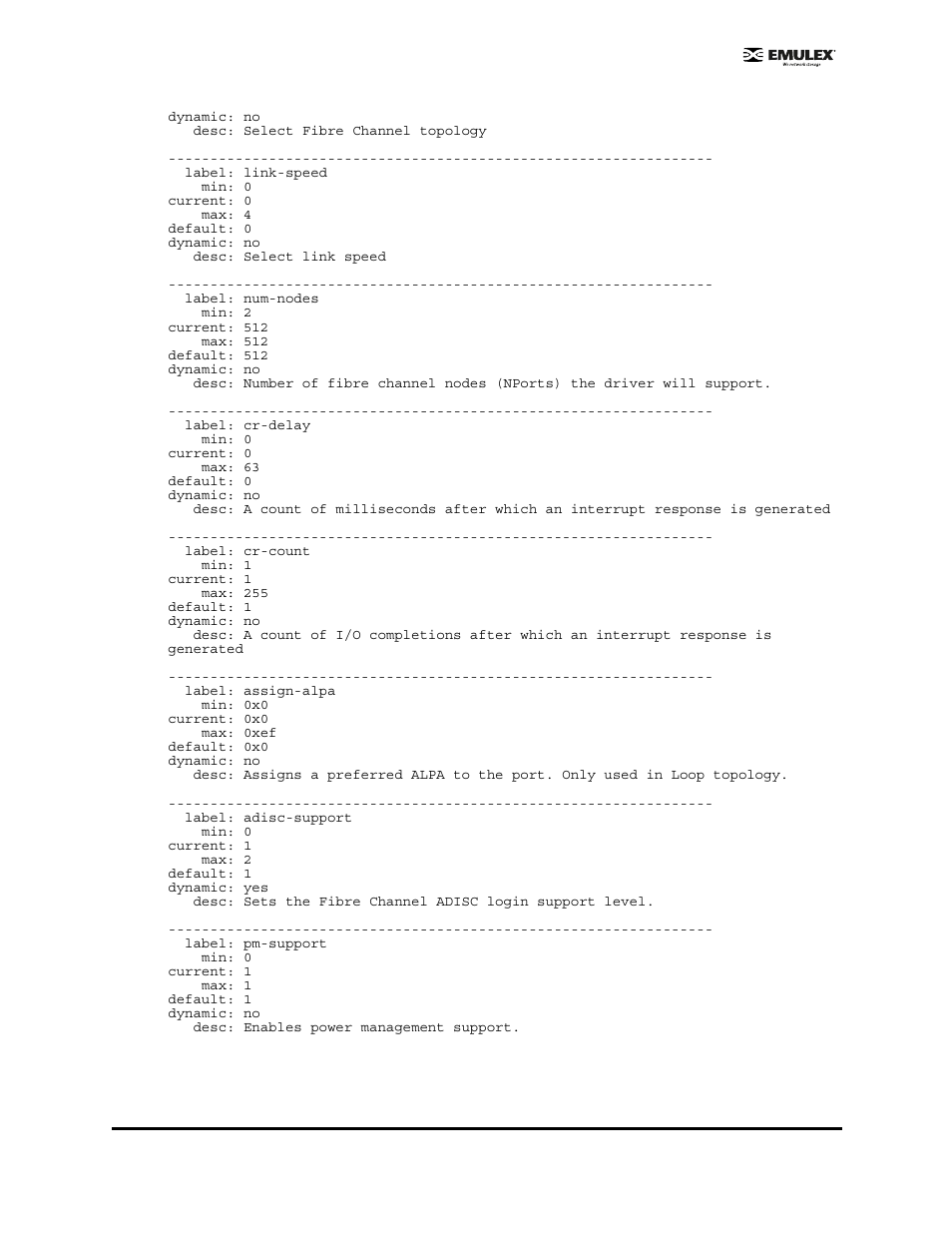 Parm_get <label | Emulex EMULEX User Manual | Page 23 / 36