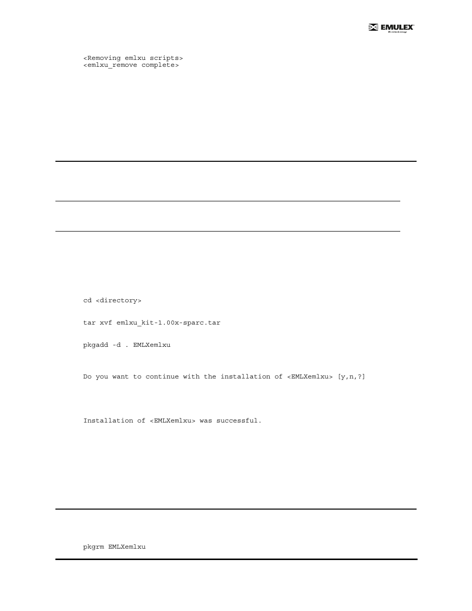 Installing the utilities package manually, Removing the utilities package manually | Emulex EMULEX User Manual | Page 9 / 36