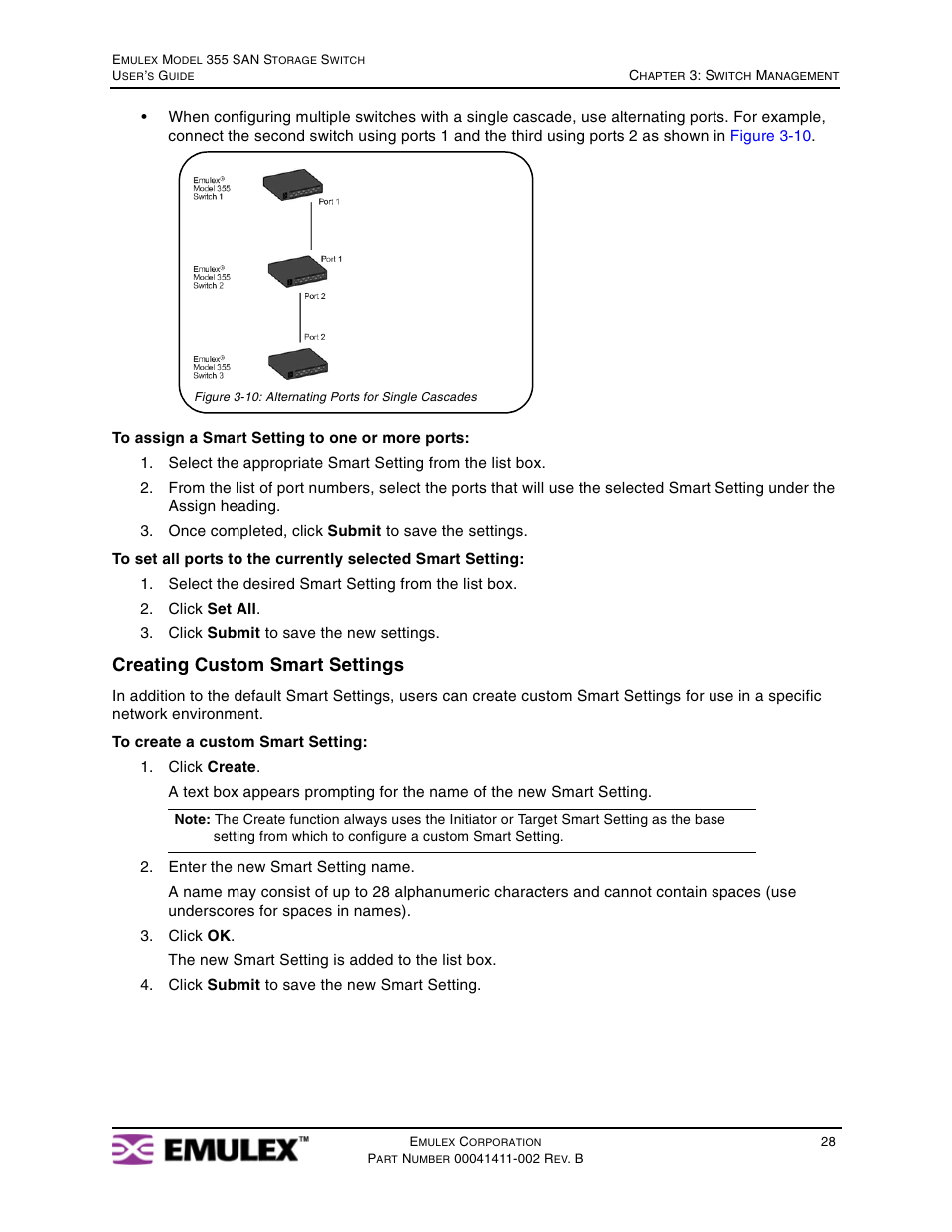Creating custom smart settings | Emulex 355 User Manual | Page 31 / 73