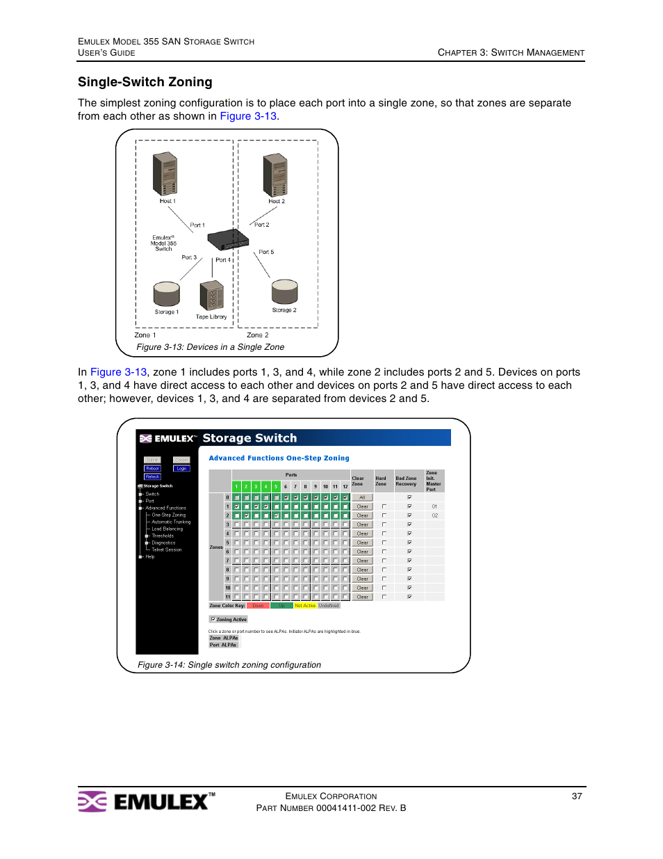 Single-switch zoning | Emulex 355 User Manual | Page 40 / 73