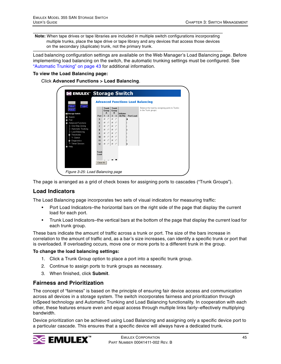 Load indicators, Fairness and prioritization | Emulex 355 User Manual | Page 48 / 73