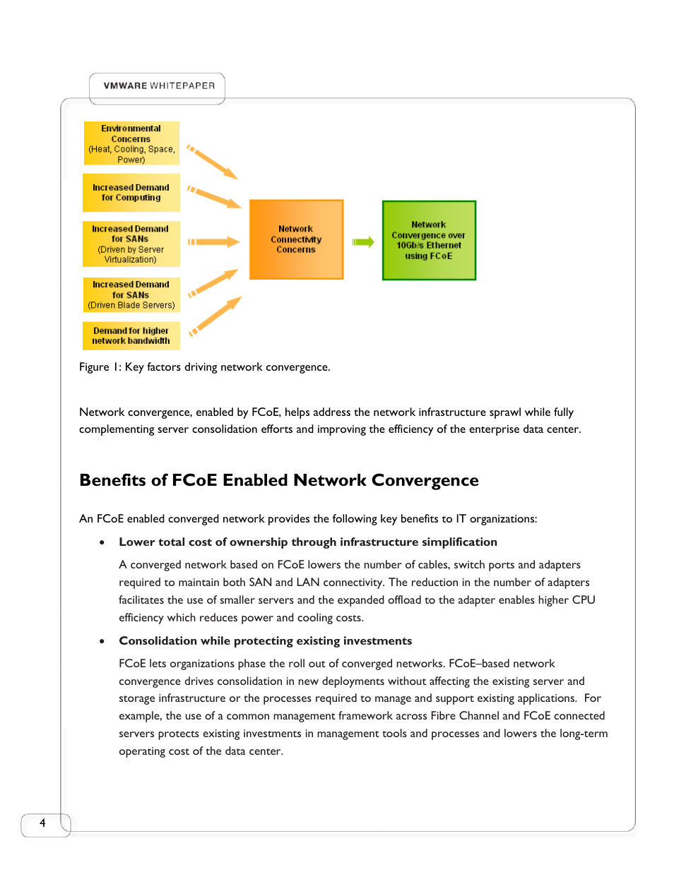 Benefits of fcoe enabled network convergence | Emulex VMWARE LP21000 User Manual | Page 4 / 17