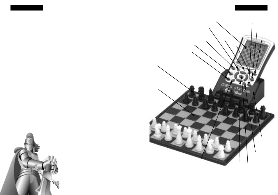 Ordinateur d’echecs pocket lcd, Layout de la chess station, Français | Manuel d’instructions, Installation des piles | Excalibur electronic CHESS STATION 975-3-EFG User Manual | Page 13 / 37