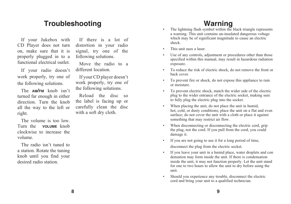 Warning, Troubleshooting | Excalibur electronic RD66 User Manual | Page 5 / 9