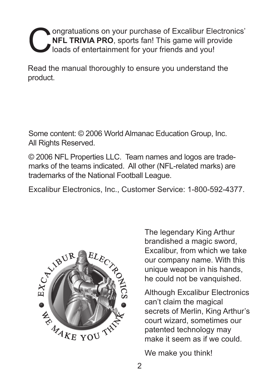 Excalibur electronic Trivia Pro 330 User Manual | Page 2 / 14
