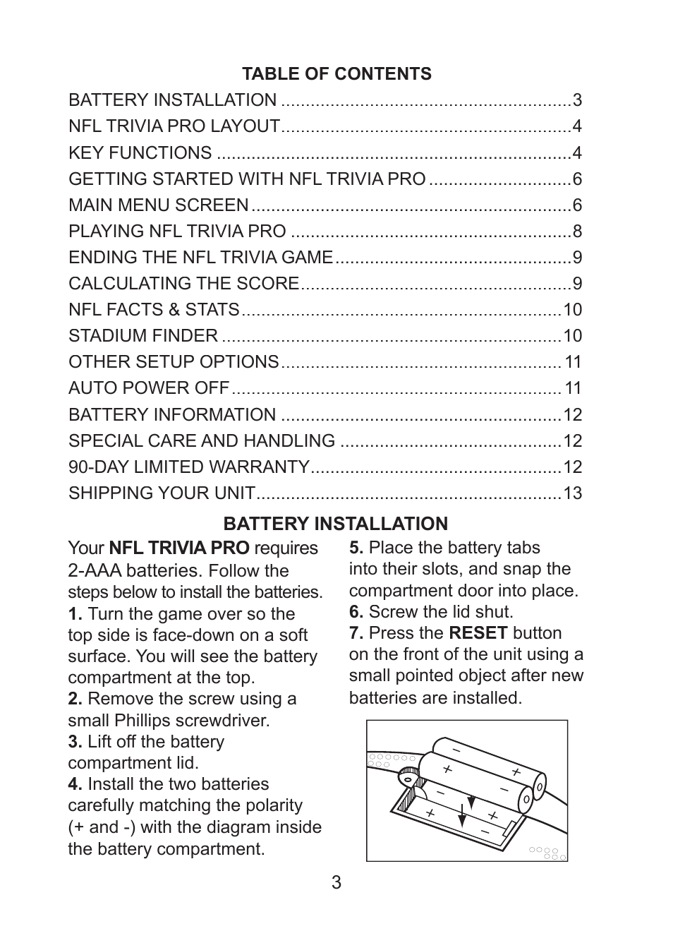 Excalibur electronic Trivia Pro 330 User Manual | Page 3 / 14