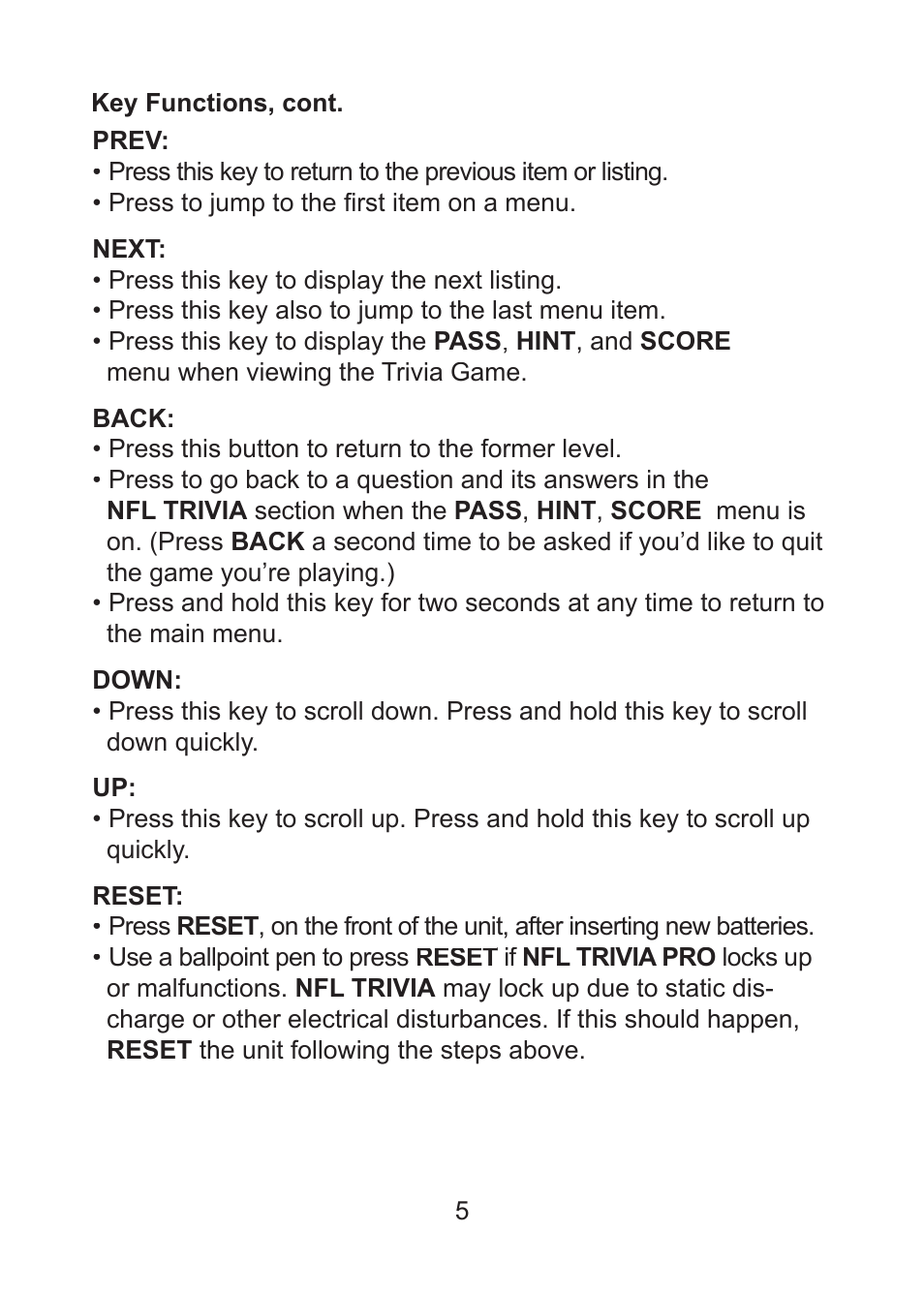 Excalibur electronic Trivia Pro 330 User Manual | Page 5 / 14