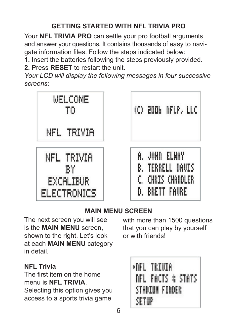 Excalibur electronic Trivia Pro 330 User Manual | Page 6 / 14