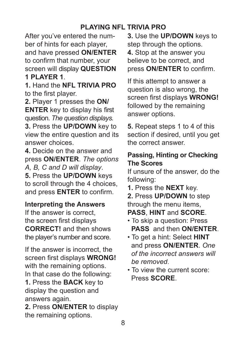 Excalibur electronic Trivia Pro 330 User Manual | Page 8 / 14