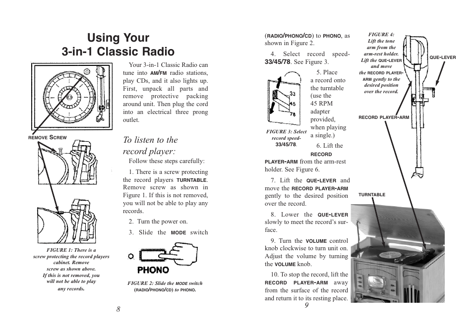 Using your 3-in-1 classic radio | Excalibur electronic RD54 User Manual | Page 5 / 11