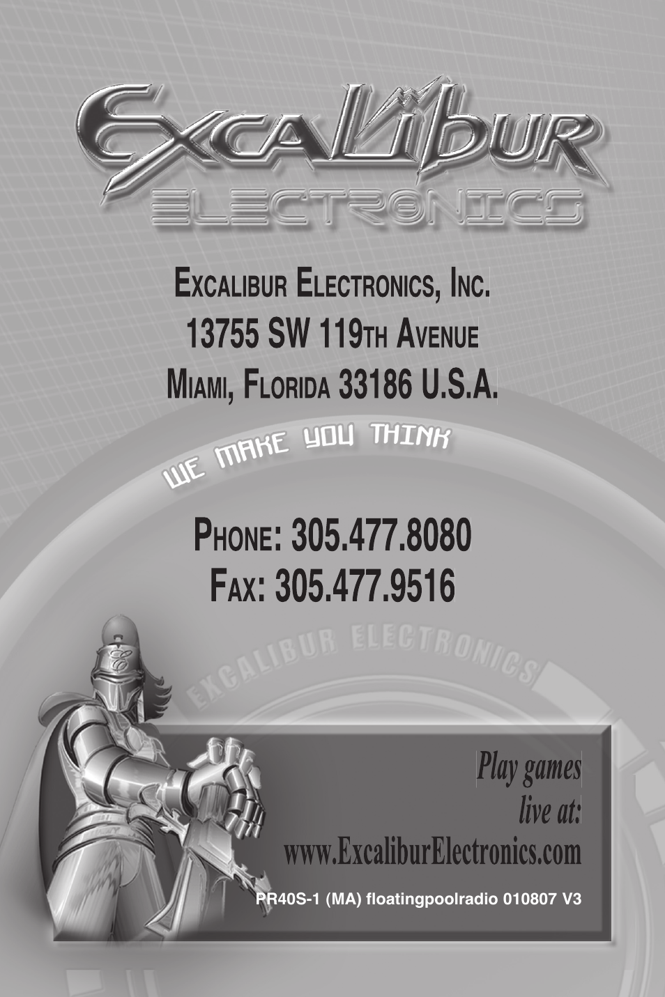 Excalibur electronic PR40S-1 User Manual | Page 5 / 5