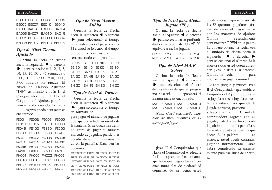 Entrenador de aperturas por el libro | Excalibur electronic Ivan II User Manual | Page 19 / 25