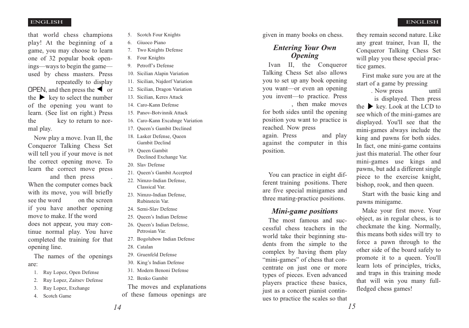 Piece training | Excalibur electronic Ivan II User Manual | Page 8 / 25
