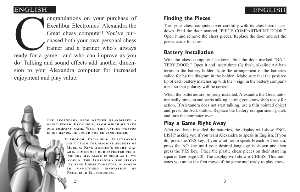 Excalibur electronic ALEXANDRA THE GREAT 908-EFG User Manual | Page 2 / 43