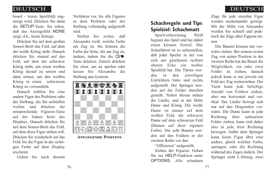 Schachregeln und tips spielziel: schachmatt, Deutsch | Excalibur electronic ALEXANDRA THE GREAT 908-EFG User Manual | Page 39 / 43