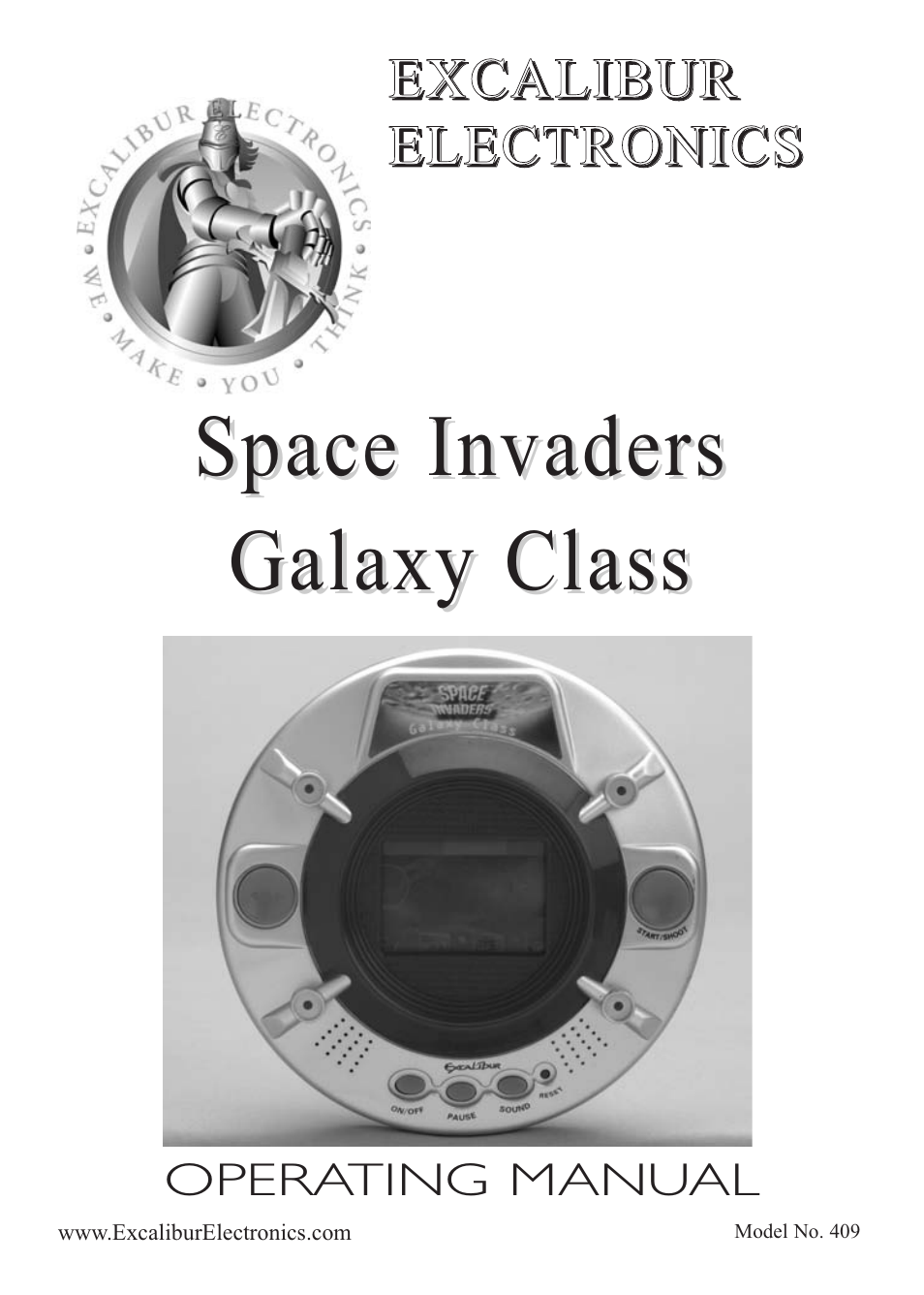 Excalibur electronic Space Invaders Galaxy Class 409 User Manual | 8 pages