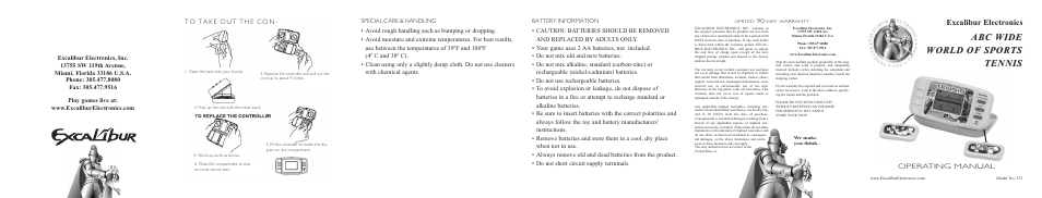 Excalibur electronic ABC Wide 333 User Manual | 2 pages