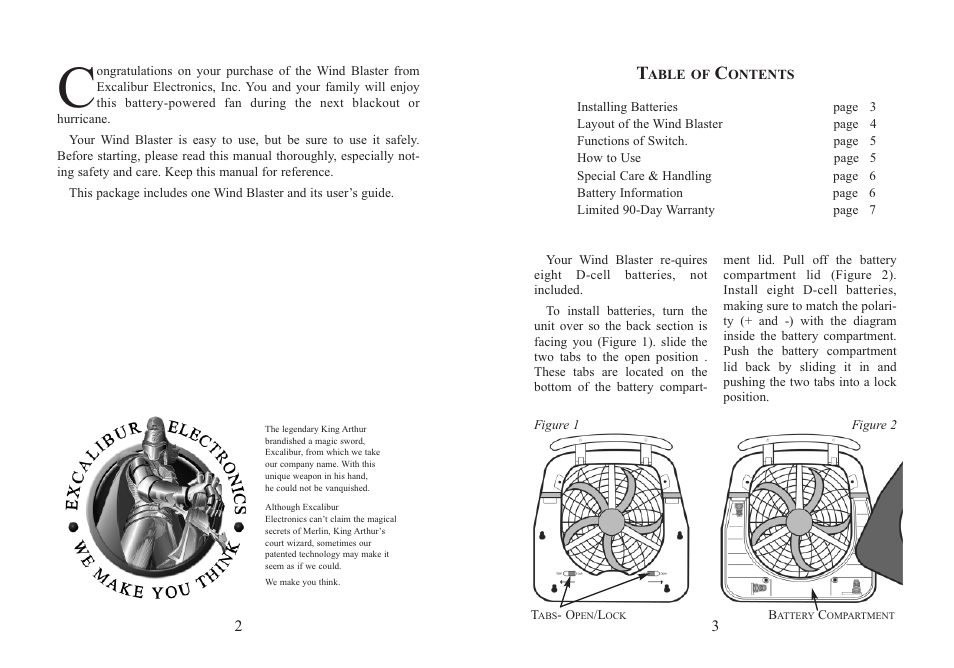 Installing batteries | Excalibur electronic FN10-BB User Manual | Page 2 / 5