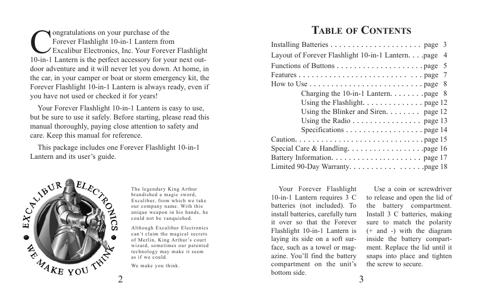 Installing batteries | Excalibur electronic H691 User Manual | Page 2 / 13
