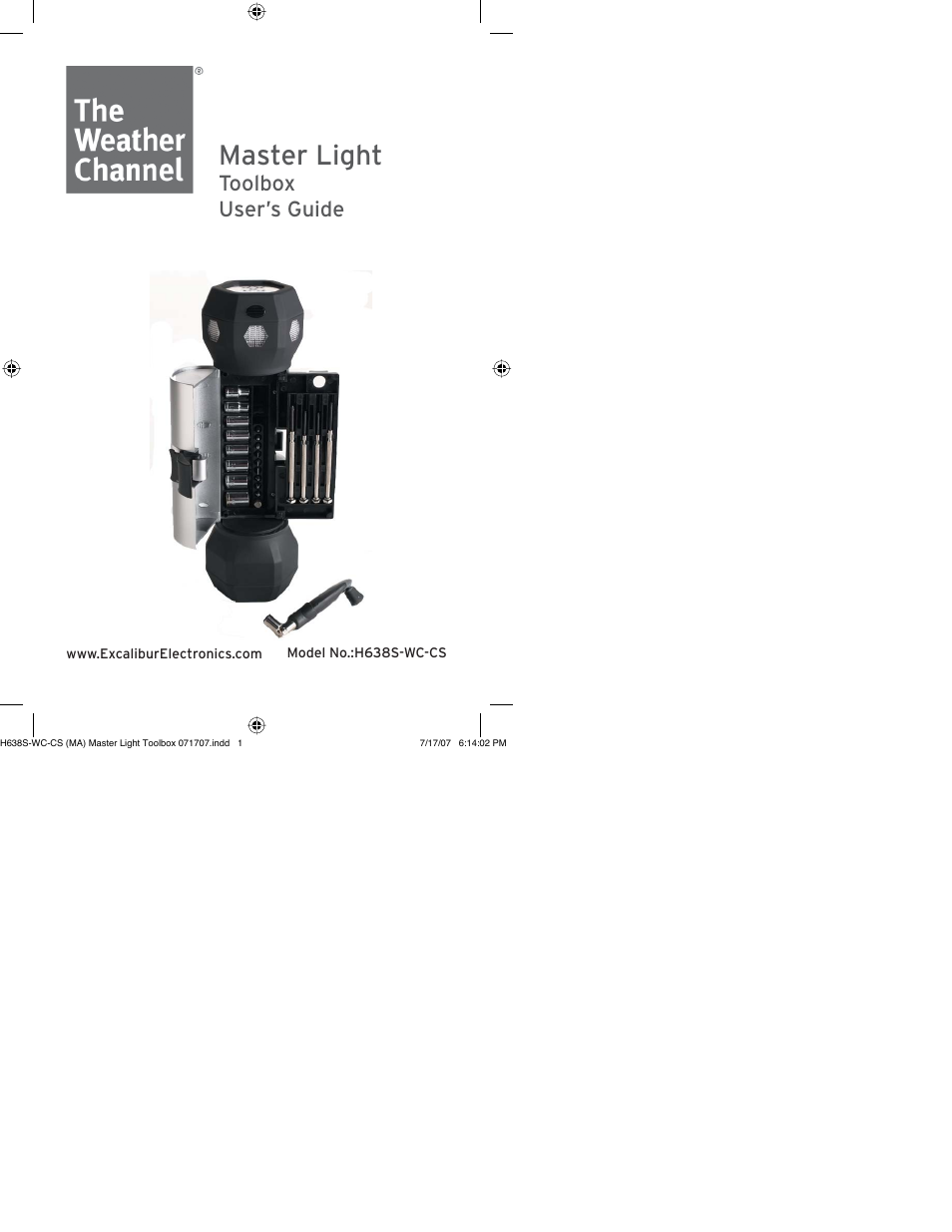 Excalibur electronic H638S-WC-CS User Manual | 3 pages