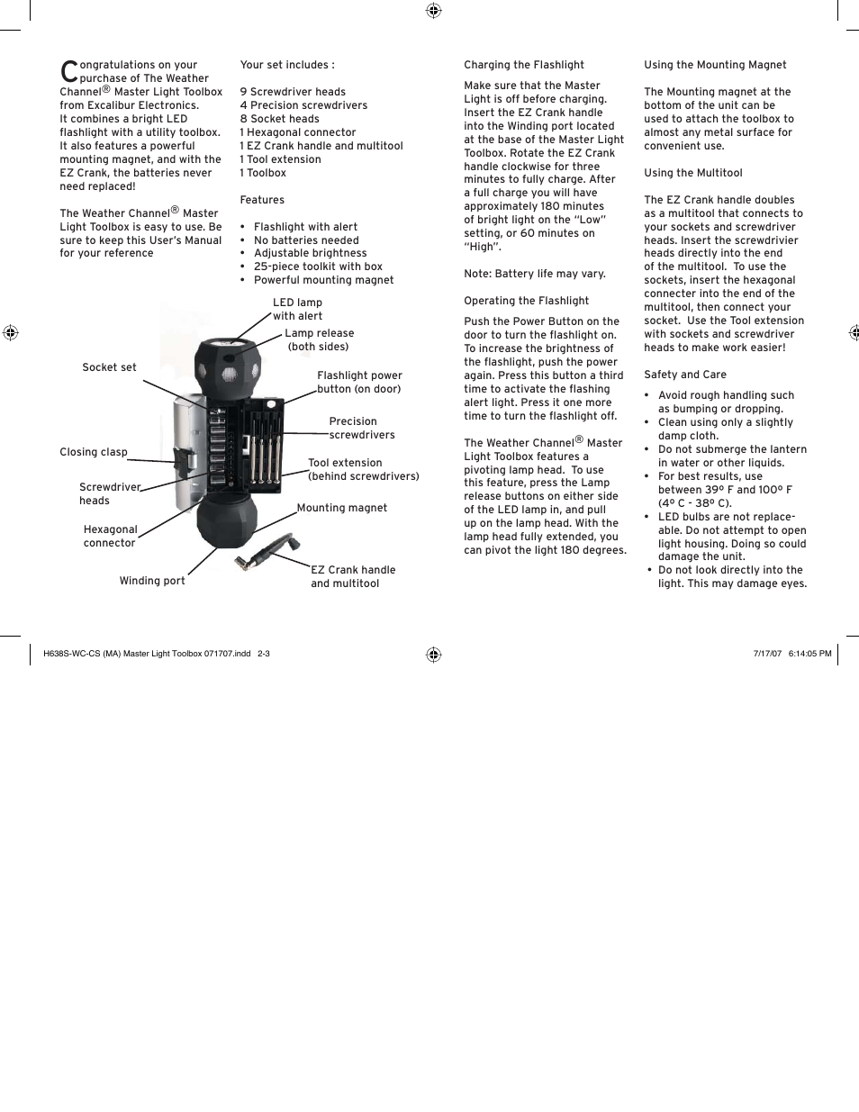 Excalibur electronic H638S-WC-CS User Manual | Page 2 / 3