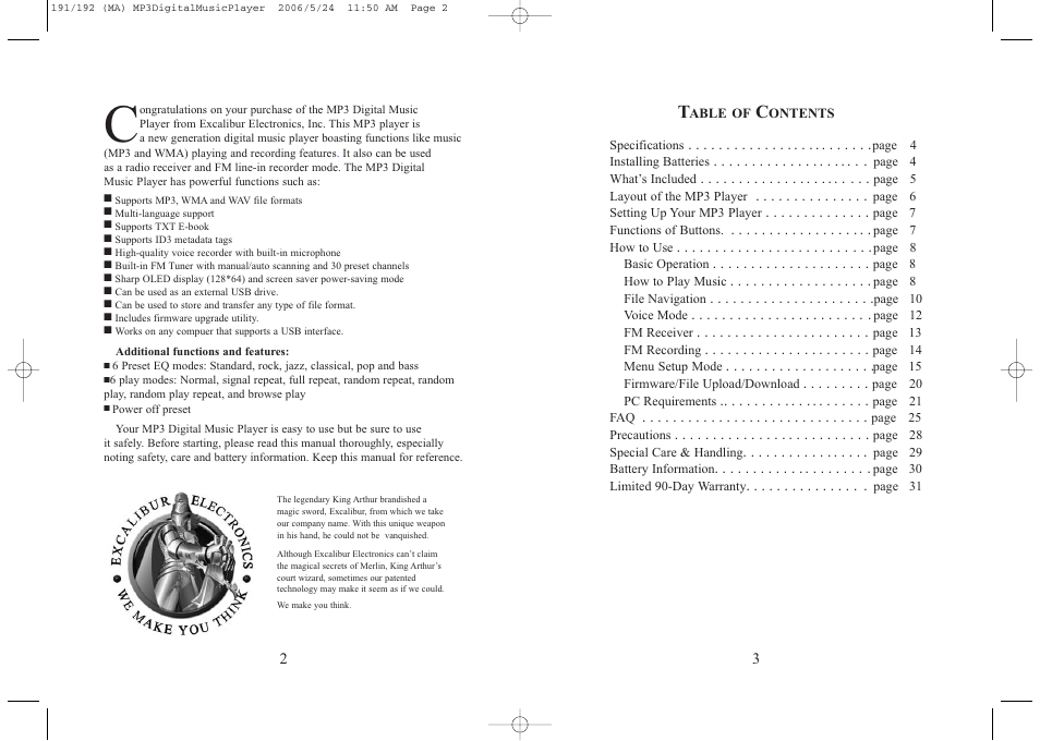 Excalibur electronic 256 User Manual | Page 2 / 15