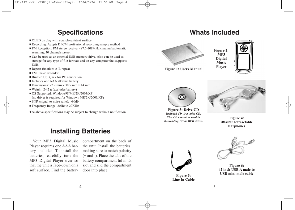 Installing batteries, Specifications whats included | Excalibur electronic 256 User Manual | Page 3 / 15