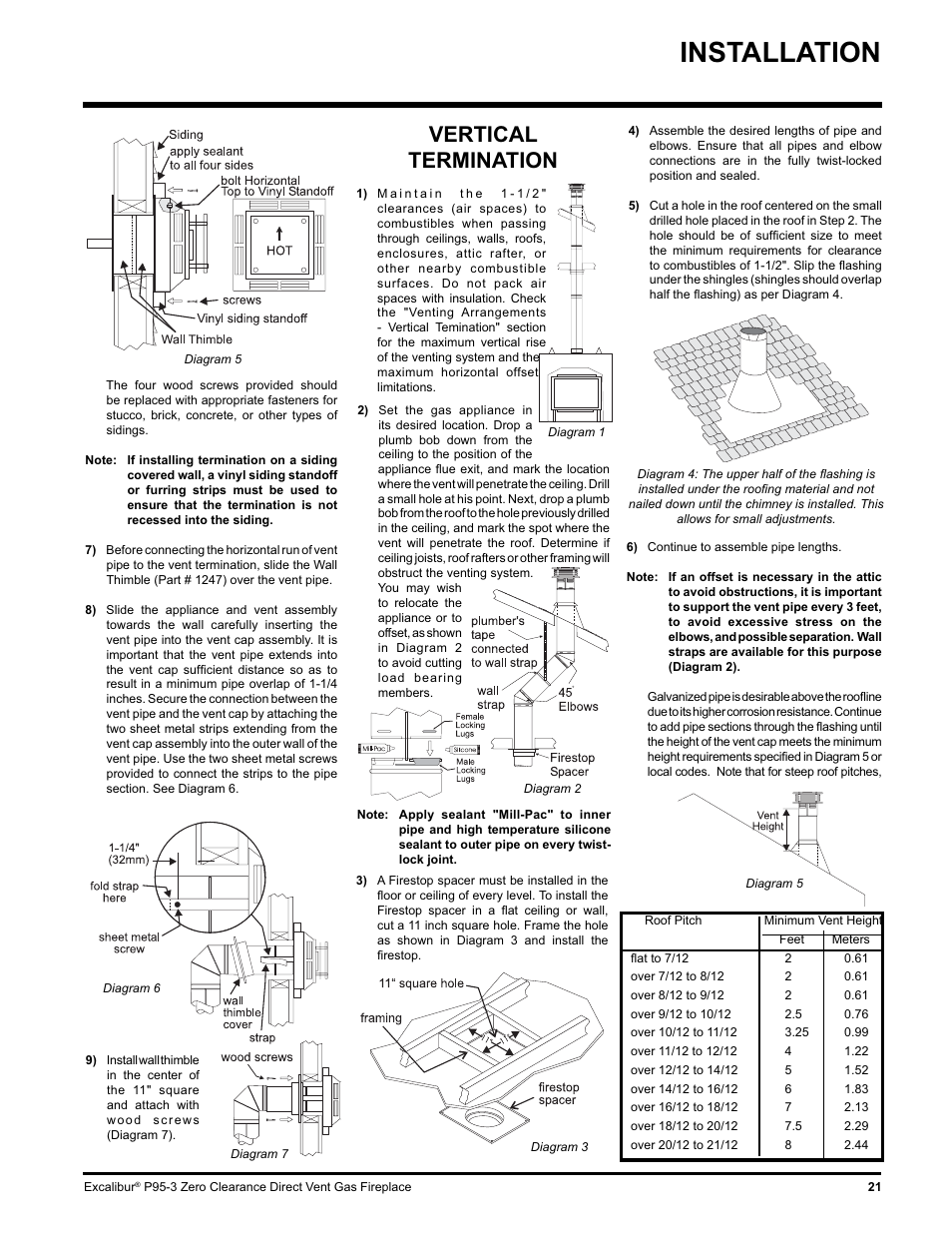 Installation, Vertical termination | Excalibur electronic P95-LP3 User Manual | Page 21 / 44