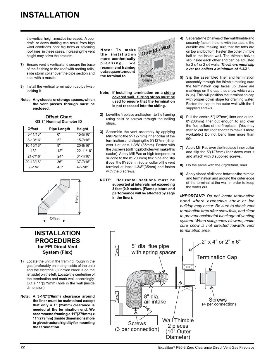 Installation, Installation procedures | Excalibur electronic P95-LP3 User Manual | Page 22 / 44