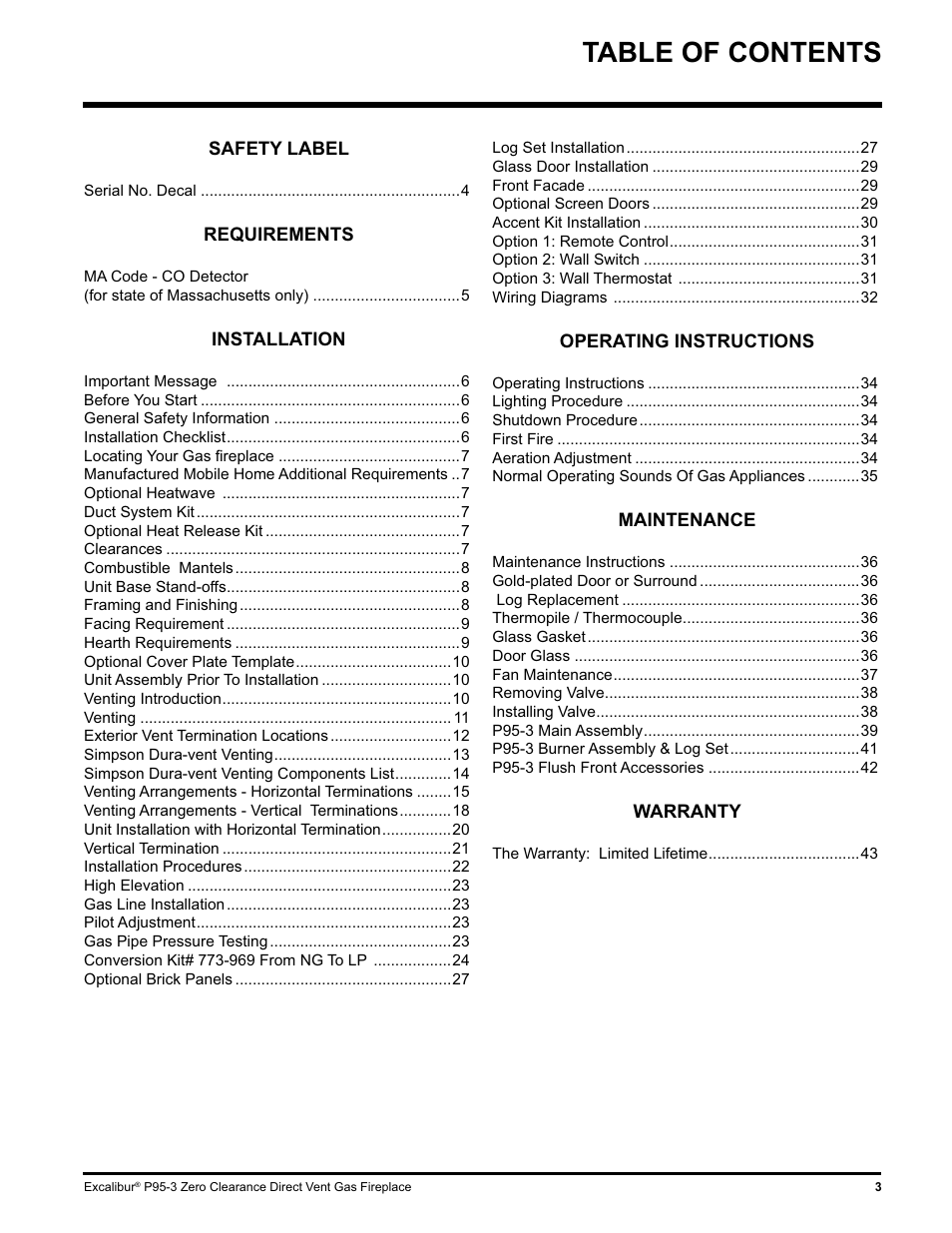 Excalibur electronic P95-LP3 User Manual | Page 3 / 44