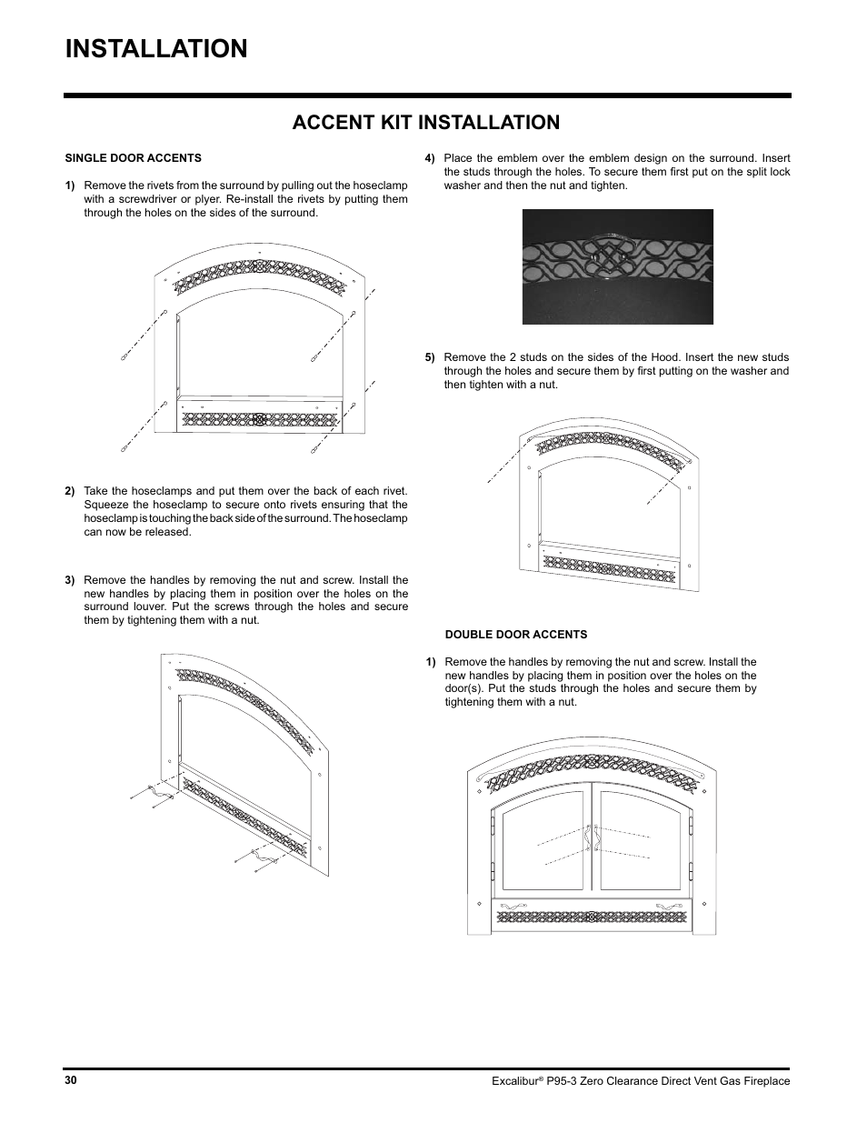 Installation, Accent kit installation | Excalibur electronic P95-LP3 User Manual | Page 30 / 44