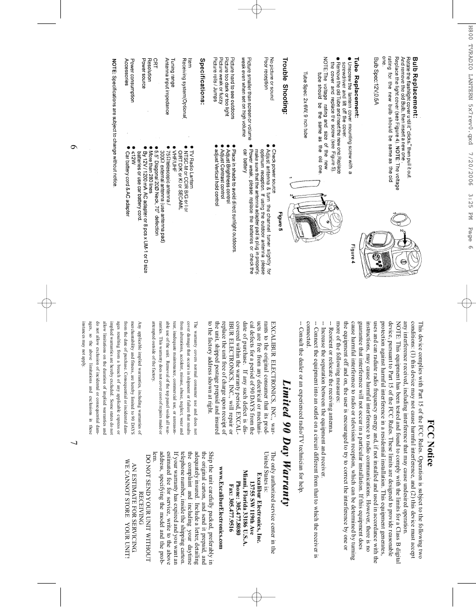 Limited 90 day, Limited 90 day w w arranty arranty, Fcc notice | Excalibur electronic H800 User Manual | Page 4 / 5
