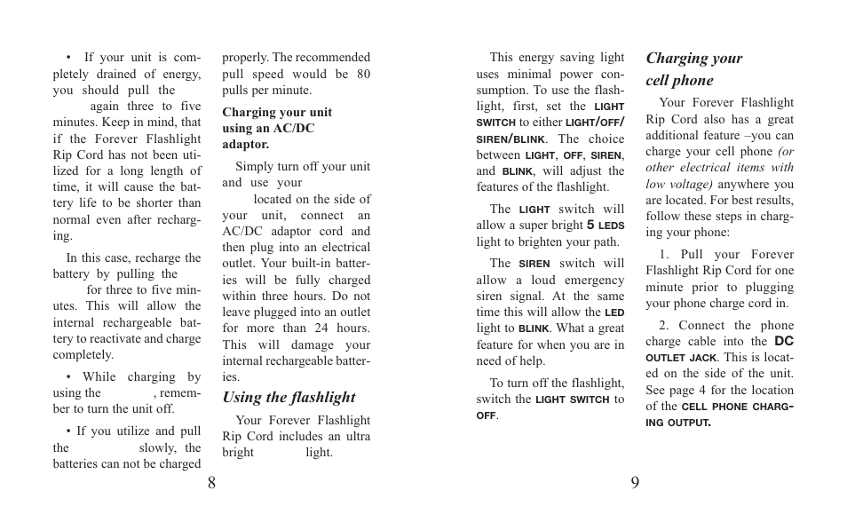 Using the flashlight, Charging your cell phone | Excalibur electronic H630BK User Manual | Page 5 / 9