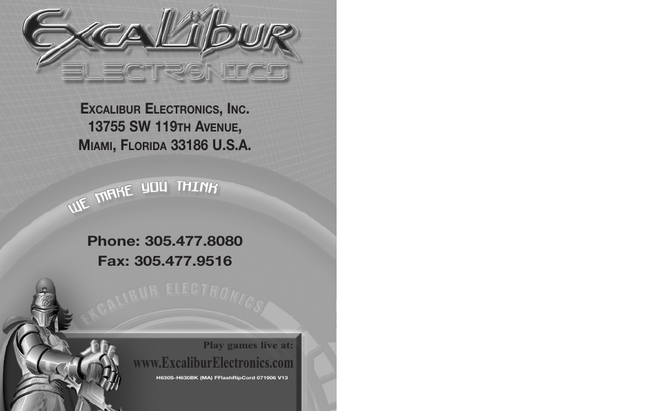 Excalibur electronic H630BK User Manual | Page 9 / 9