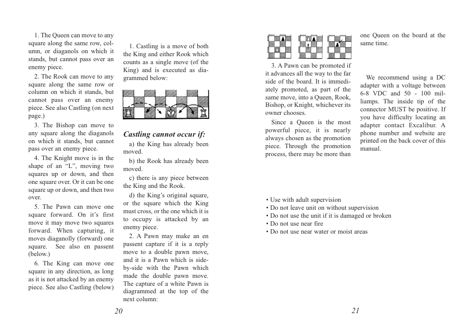 Precautions, Special moves, Ac operation (optional) | Excalibur electronic 712 User Manual | Page 11 / 13