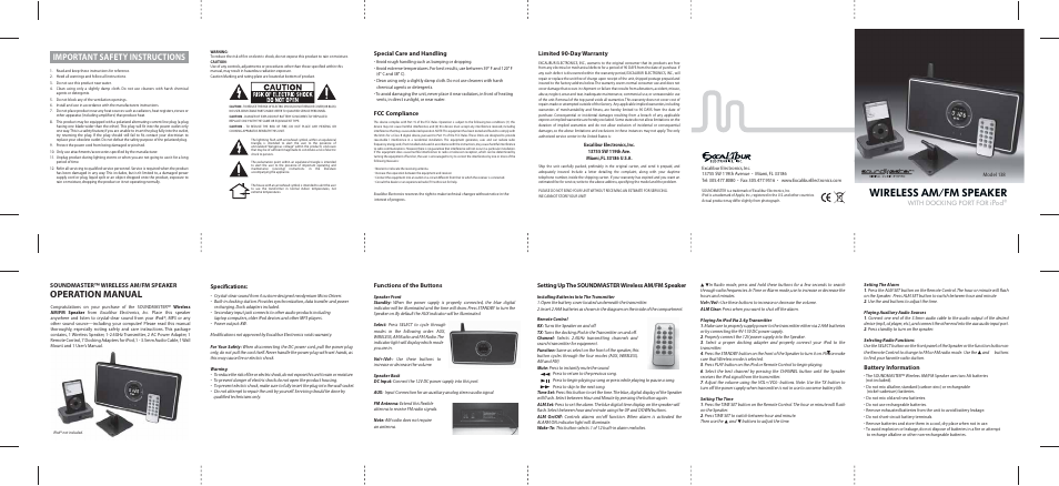 Excalibur electronic Soundmaster 138 User Manual | 1 page