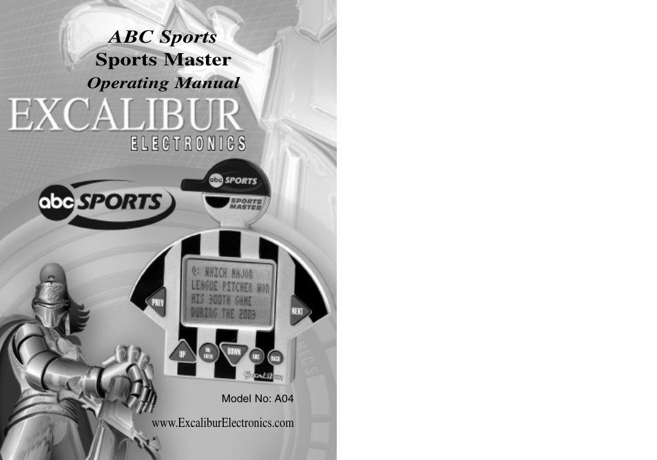 Excalibur electronic ABC Sports Sports Master A04 User Manual | 9 pages