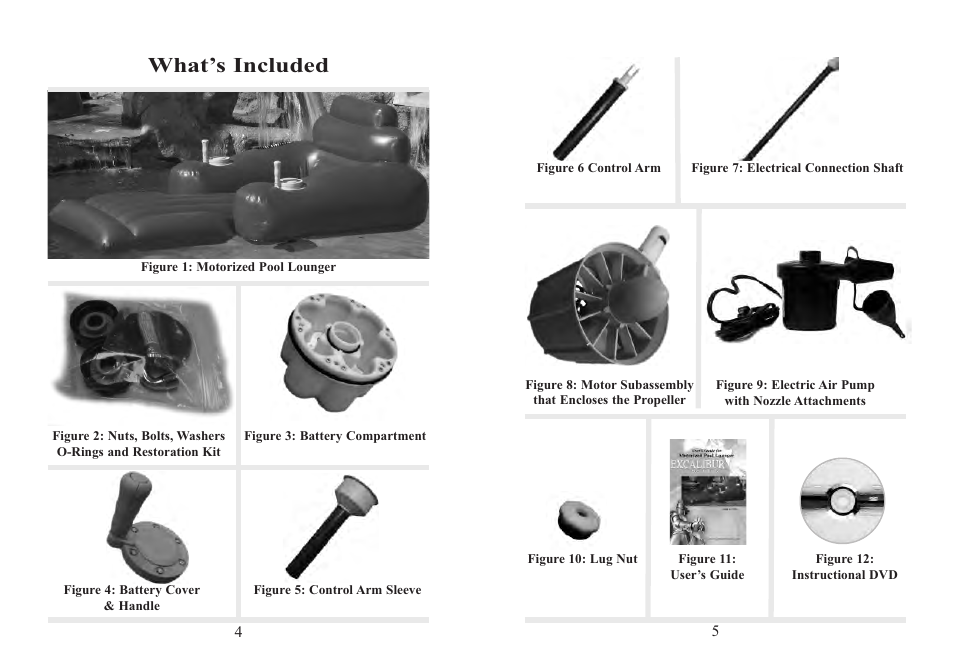 What’s included | Excalibur electronic Motorized Pool Lounger PR10 User Manual | Page 3 / 13
