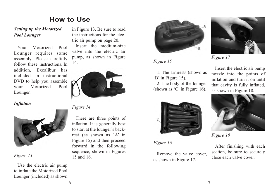 How to use | Excalibur electronic Motorized Pool Lounger PR10 User Manual | Page 4 / 13